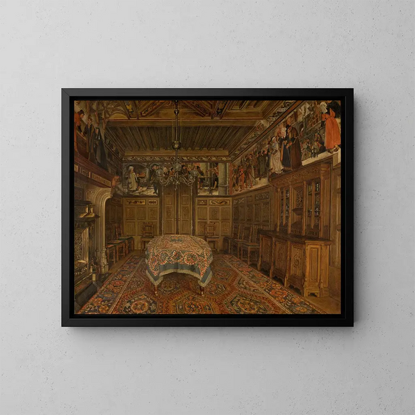 La sala de comedor del artista Henri Leys - Henri de Braekeleer — cuadro enmarcado en la pared
