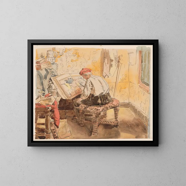 El Geógrafo - Henri de Braekeleer — cuadro enmarcado en la pared