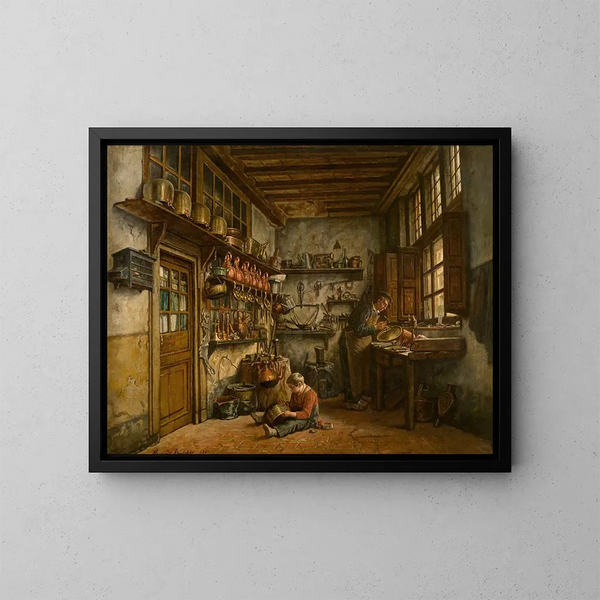 El manitas - Henri de Braekeleer — cuadro enmarcado en la pared