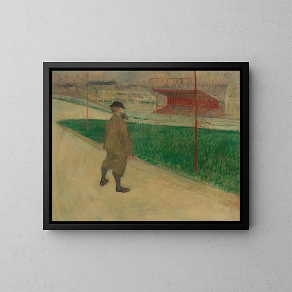 Tristan Bernard at the Buffalo Velodrome - Henri de Toulouse-Lautrec — framed artwork on a wall