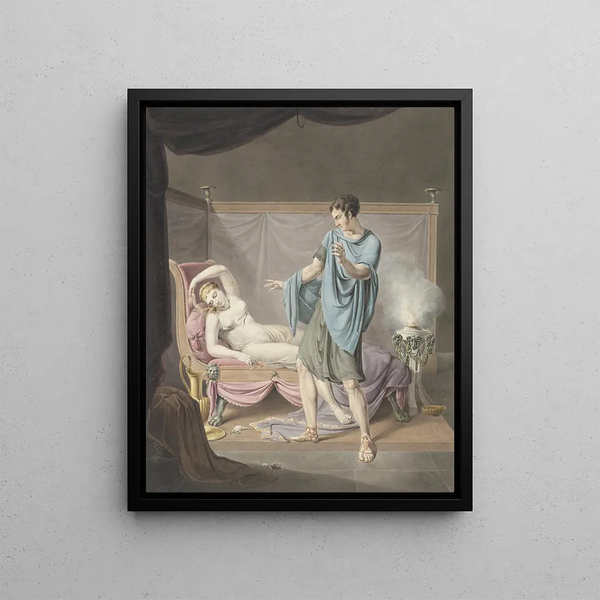 Henricus Franciscus Wiertz - Klassieke voorstelling met staande man bij vrouw op ligbed.webp