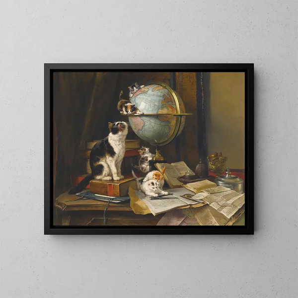 Los trotamundos - Henriette Ronner-Knip — cuadro enmarcado en la pared