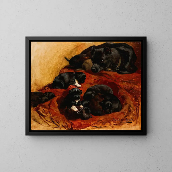 La Madre orgullosa - Henriette Ronner-Knip — cuadro enmarcado en la pared
