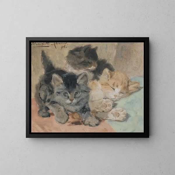 Tres gatitos - Henriette Ronner-Knip — cuadro enmarcado en la pared