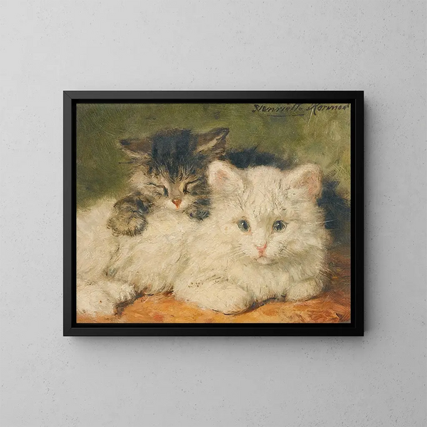 Dos gatitos - Henriette Ronner-Knip — cuadro enmarcado en la pared