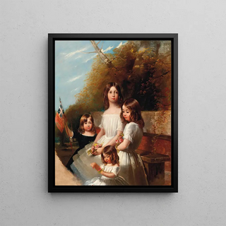 Henry Barraud - Group portrait of four children in a landscape.webp