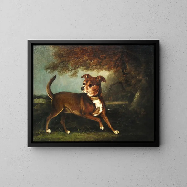 Retrato de un perro en un paisaje - Henry Bernard Chalon — cuadro enmarcado en la pared