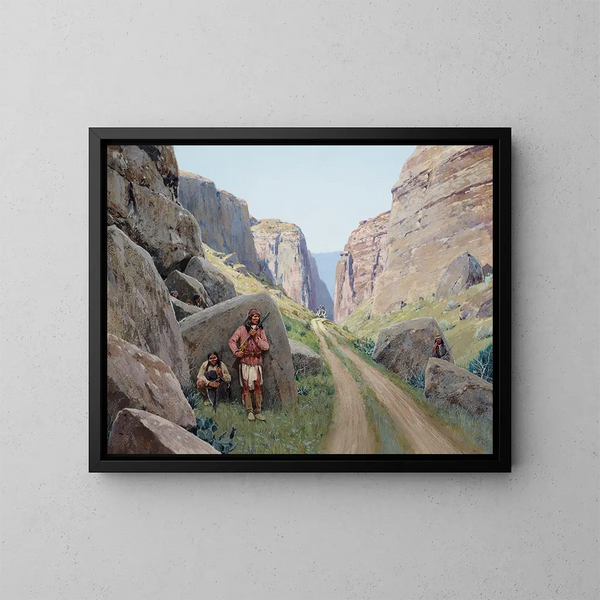 L'Ambuscade - Henry Farny — cuadro enmarcado en la pared