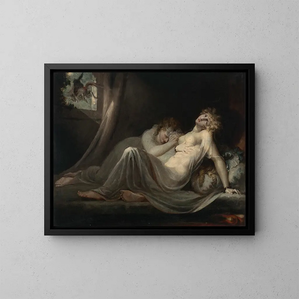L'incube quittant deux jeunes femmes - Henry Fuseli — cuadro enmarcado en la pared