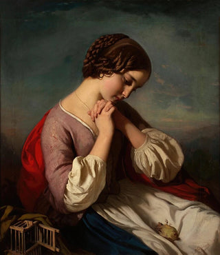 Henry Guillaume Schlesinger - Mdchen mit totem Vogel Girl with dead bird.webp