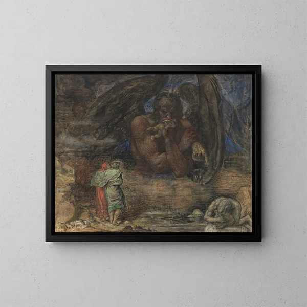 Dante and Virgil meet Lucifer in hell - Henry John Stock — framed artwork on a wall