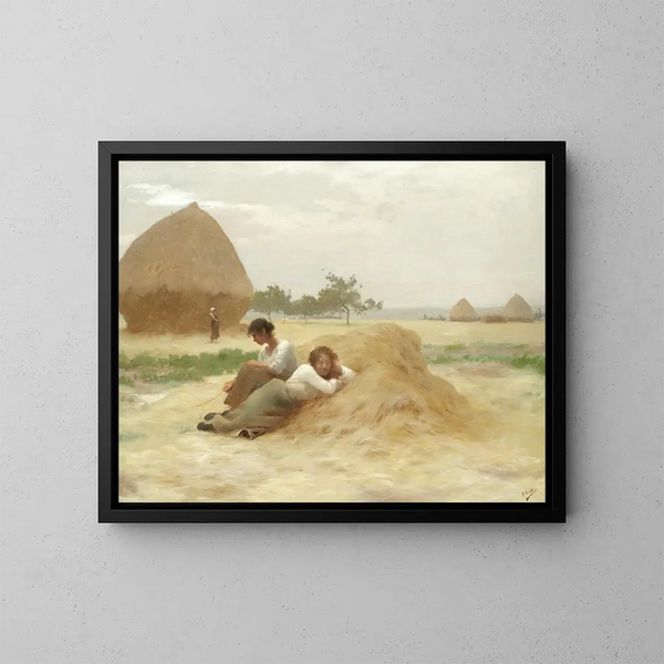 Los cosechadores - Henry Lerolle — cuadro enmarcado en la pared