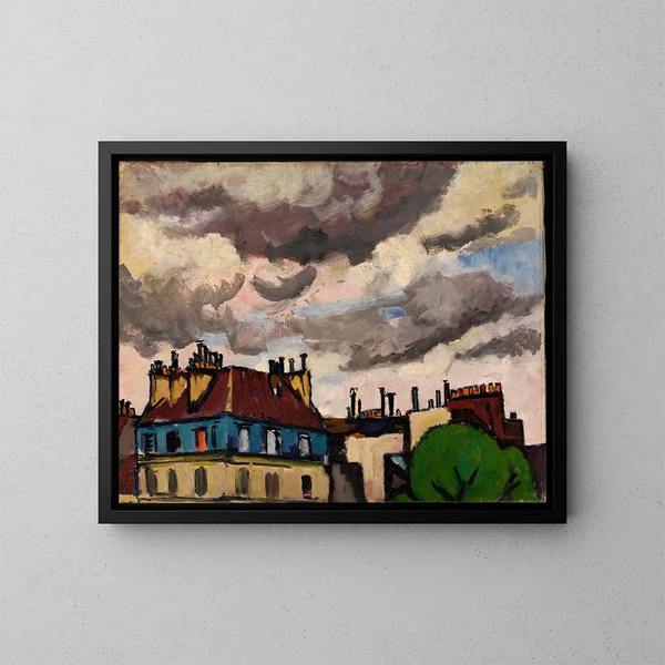 Techos y nubes en París - Henry Lyman Saen — cuadro enmarcado en la pared