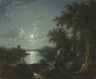 Henry Pether - Moonlit fishing on the riverbank.webp