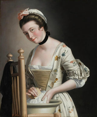 Henry Robert Morland - Portrait Of A Woman Washing Clothes Possibly Maria Countess Of Coventry.webp