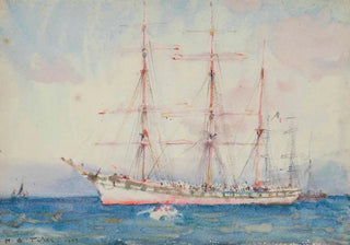 Henry Scott Tuke - French Windjammer At Anchor Signed And Indistinctly.webp