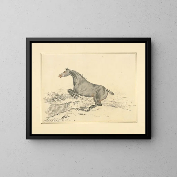 Caballo saltando - Henry Thomas Alken — cuadro enmarcado en la pared