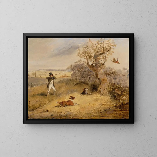 Shooting at the pheasant - Henry Thomas Alken — framed artwork on a wall