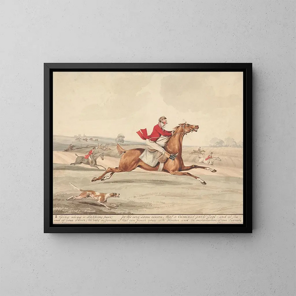 Horses qualified and unqualified riders at a sustained pace - Henry Thomas Alken — framed artwork on a wall