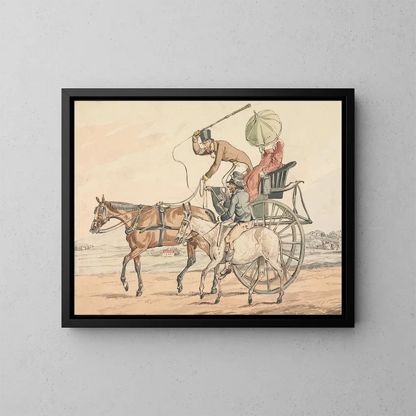 Sports Discoveries or the Miseries of Driving reveal to you that you have achieved a regular driving - Henry Thomas Alken — framed artwork on a wall