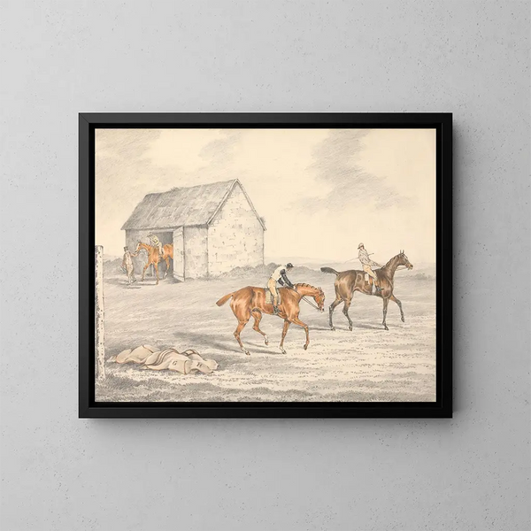 The St Leger de Doncaster ready to start - Henry Thomas Alken — framed artwork on a wall