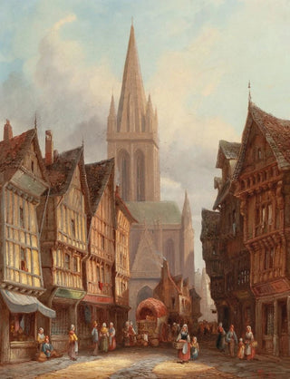 Henry Thomas Schafer - Market Day in Honfleur Normandy.webp