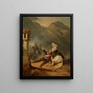 Henryk Pillati - Wounded uhlan by the wayside shrine.webp