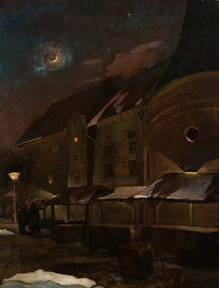 Henryk Szczygliski - Small Market Square in Krakow at Night.webp