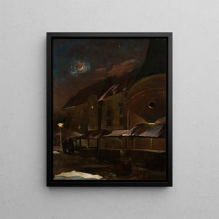 Henryk Szczygliski - Small Market Square in Krakow at Night.webp