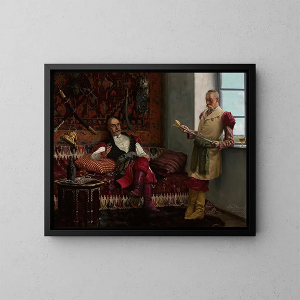 Escena de nobleza Historia del kinzhal Historia del yatagan - Henryk Weyssenhoff — cuadro enmarcado en la pared