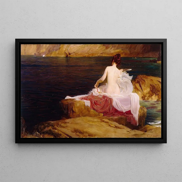 Isla de Calypso - Herbert James Draper — cuadro enmarcado en la pared