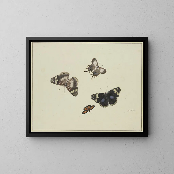 Cuatro mariposas - Herman Henstenburgh — cuadro enmarcado en la pared