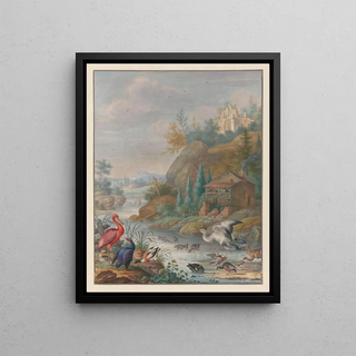 Herman Henstenburgh - Gevogelte bij een bergstroom.webp