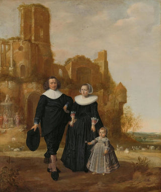 Herman Meynderts Doncker - Portrait of a Couple with their Child in a Landscape.webp