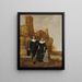 Portrait of a couple with their child in a landscape - Herman Meynderts Doncker — framed artwork on a wall