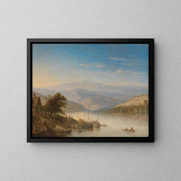 Vista del Rin cerca de Andernach - Herman Saftleven — cuadro enmarcado en la pared