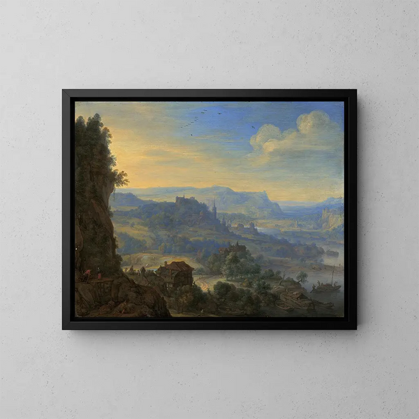 Paisaje fluvial imaginario - Herman Saftleven — cuadro enmarcado en la pared