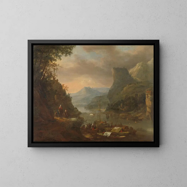 Vista de río en una región montañosa - Herman Saftleven — cuadro enmarcado en la pared