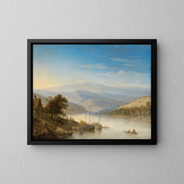 Vista del Rin cerca de Andernach - Herman Saftleven — cuadro enmarcado en la pared