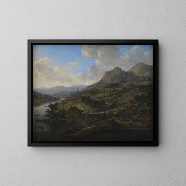 Recolección de vino en el Rin - Herman Saftleven — cuadro enmarcado en la pared