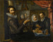 El pintor en su taller pintando el retrato de una pareja casada - Herman van Vollenhoven — vista de la obra
