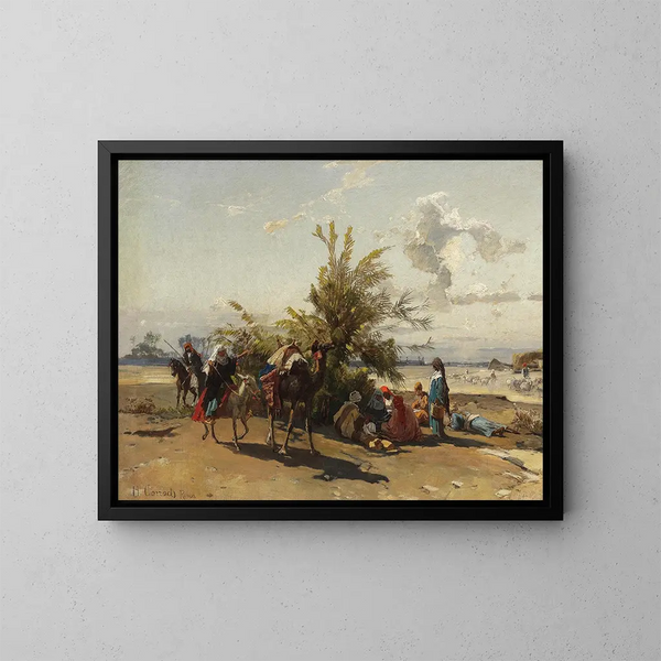 Un campamento en un oasis - Hermann David Salomon Corrodi — cuadro enmarcado en la pared