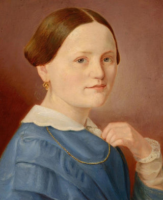 Hermann Eduard Hartmann - A portrait of a lady with a necklace with a light dress.webp