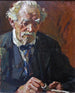 Old man with white hair filling a pipe - Hermann Groeber — artwork view