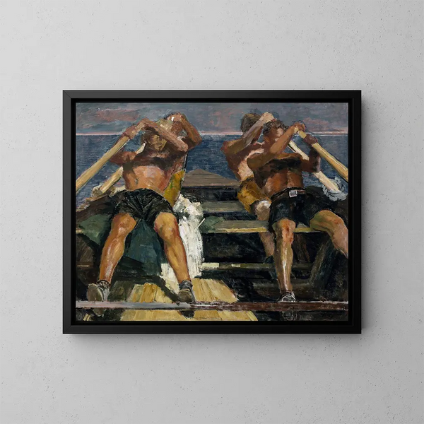 Los remeros - Hermann Groeber — cuadro enmarcado en la pared