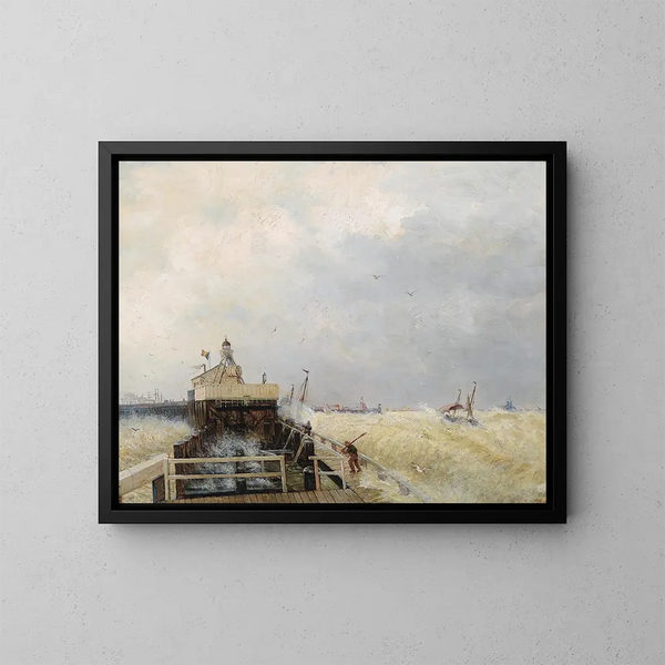 Port at Ostend - Hermann Ottomar Herzog — framed artwork on a wall