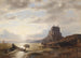 Paisaje costero con pescadores - Hermann Ottomar Herzog — vista de la obra