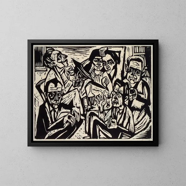 Fiesta del taller - Hermann Scherer — cuadro enmarcado en la pared