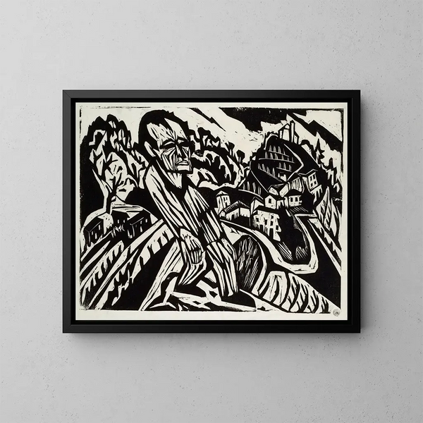 Hombre en el paisaje - Hermann Scherer — cuadro enmarcado en la pared