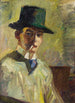 Autorretrato con sombrero alto y cigarrillo - Hermann Stenner — vista de la obra